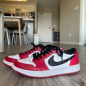 Red NIKE Air Jordan sneakers